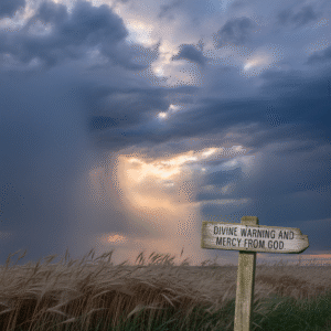 “Stormy sky with light breaking through — divine warning and mercy from God”
