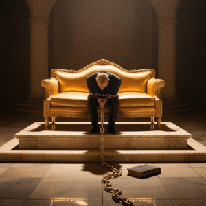 A throne of comfort that holds a believer captive, symbolizing how luxury can become a spiritual prison.
