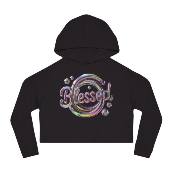 Cropped Hooded Sweatshirt - "Blessed" logo Design, Trendy Women's Apparel - Image 13