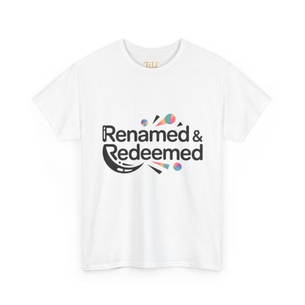 Unisex Heavy Cotton "Renamed & Redeemed" logo T-shirt, Casual Wear, Inspirational T-Shirt, Everyday Gift, Positive Message Tee - Image 3