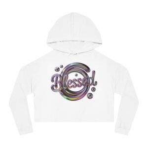 Cropped Hooded Sweatshirt - "Blessed" logo Design, Trendy Women's Apparel