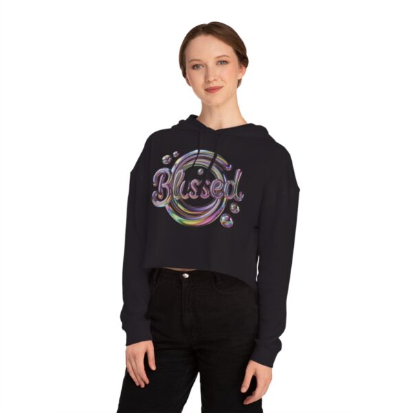 Cropped Hooded Sweatshirt - "Blessed" logo Design, Trendy Women's Apparel - Image 15