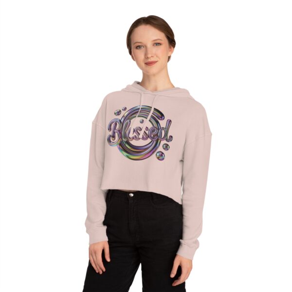 Cropped Hooded Sweatshirt - "Blessed" logo Design, Trendy Women's Apparel - Image 6