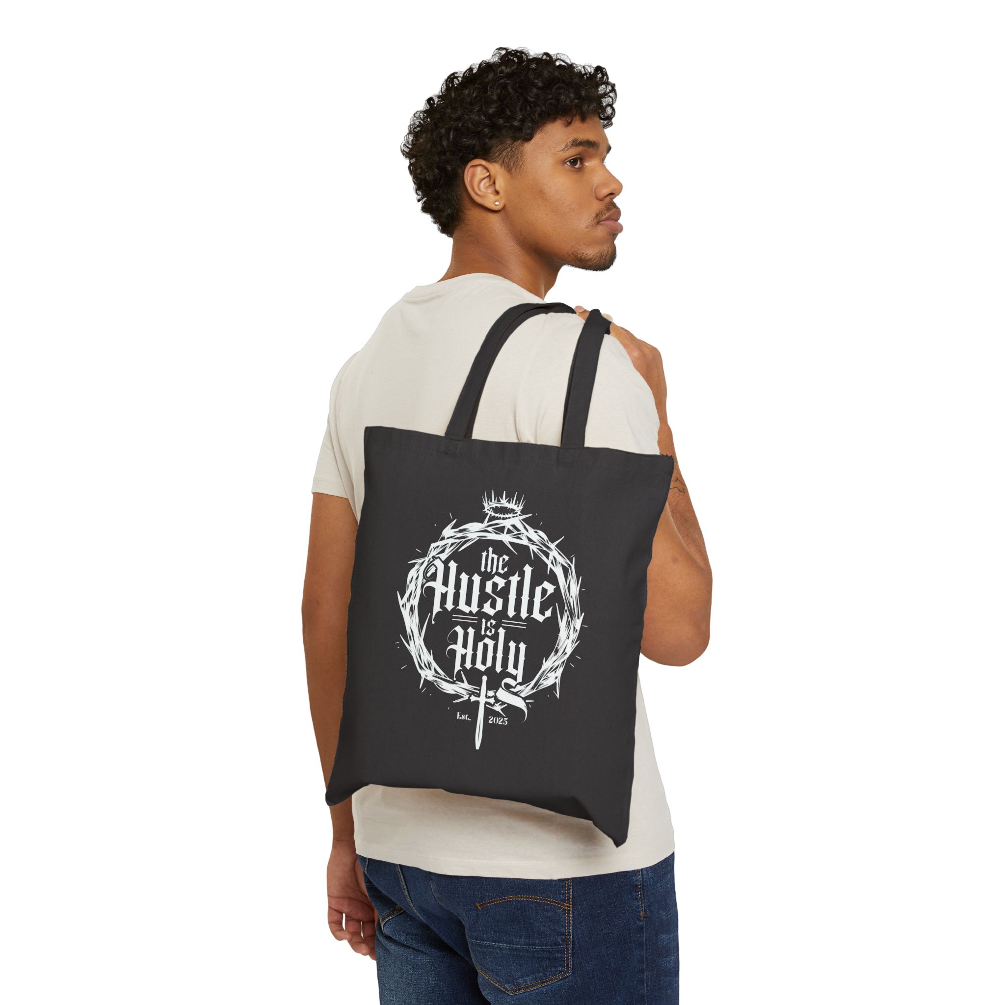 124902759607534637 2048 The Hustle Is Holy™ Original Classic Cotton Canvas Tote Bag The Hustle Is Holy™ Original Classic Cotton Canvas Tote Bag - Image 2