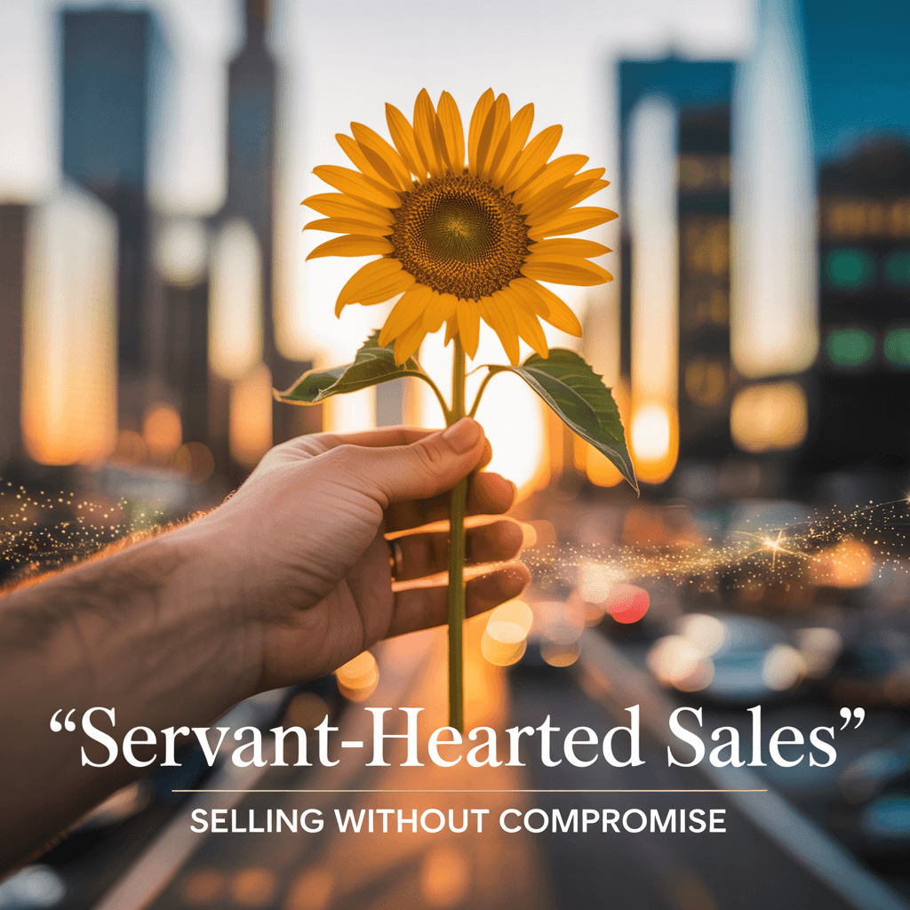 a conceptual advertisement for the book ABavELOTSVOdYISmMD0UcA 6nE56nQGQfiIWgqDRDg PA Servant-Hearted Sales: Selling Without Compromise